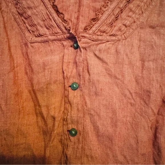 J. Jill womens Medium Rust Tank Top 100% linen button up sleeveless summer - Picture 3 of 9